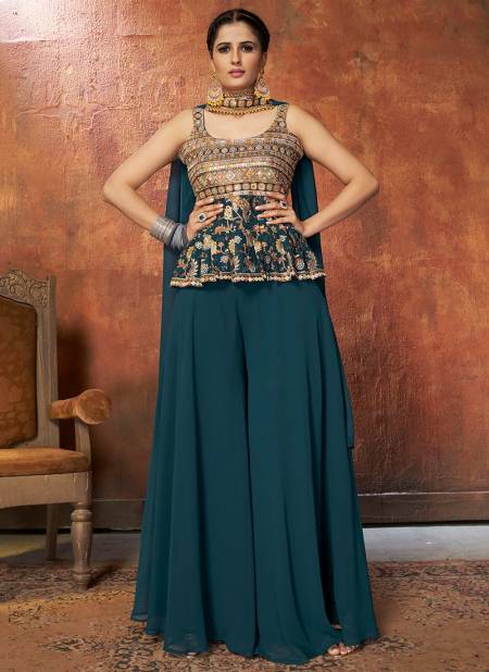 Acqua Blue Colour New Designer Heavy Wedding Wear Salwar Suit Collection DRS105